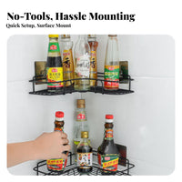 Drillwithout Installation Adhesive Corner Holder No Drilling Corner Holder Space-Saving Storage Rack Rustproof for Renters, Homeowners, Students, Kitchen, Dorm Room