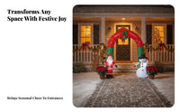 Red and Green Christmas Arch Snowflake Print Inflatable Arch