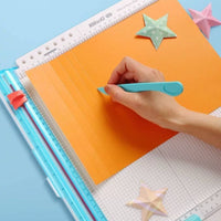 Multi-Function Paper Cutter Scoring Board Precise Cutting Paper Crease Guide Easy Fold Lines Trim and Score Board Double Measurement Measurements for Crafters, Scrapbooking, Card Making