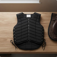 Front Zipper Horse Riding Body Protector Metal Eyelets Sleeveless Riding Vest Close Fit Padded Vest Lace-up for Equestrians