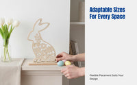Easter Bunny Wooden 3D Decoration, Hollow-Carved Creative Decor, Home Decoration, Seasonal Holiday