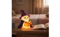 Warm Glowing Ghost Wizard Night Light Cute Ghost Lamp with Wizard Hat Whimsical Tabletop Ornament Ambient for Children, Toddlers, Halloween Decor, Bedroom, Bedside Table, Nursery