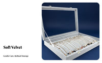 Multi-Compartment Velvet Jewelry Box with Clear Lid Dustproof Velvet Jewelry Organizer Tray Scratch Protection for Men, Vanity Table, Closet