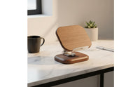 360 Rotating Desk Phone Stand Wood Wooden Phone Stand Hands Mobile Accessory for Bedside, Office