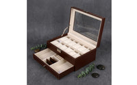 Mirror Lid Watch Jewelry Box Divided Compartments Double-Layer Jewelry Box Contrast Stitching 2-Layer Watch Organizer Scratch Protection