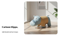 Multi-Functional Cartoon Hippo Ottoman Soft Padded Seat creature Stool Sturdy Build Footrest Non-Slip Feet for Children, Families, Parents, Entryway, Living Room, Bedroom, Office
