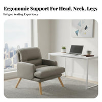 Ergonomic Design Adjustable Lazy Sofa Chair Removable and Washable Cover Single Sofa Chair Skin-Friendly Material Single Person Recliner Solid Wood Legs for Students, Young Adults, Dormitory, Dorm Room, Bedroom, Small Areas