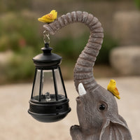 Standing Garden Figurine with Lantern Sculpted Outdoor Statue with Lantern Weathered Decor Decorative for Entryway