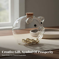 Glass Piggy Bank Decorative Glass Pig Currency Bank Pig Shaped Savings Jar Simple Design Clear Creature Coin Container Sleek