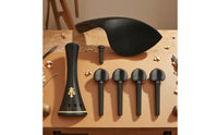 Ebony Violin Accessory Kit Wooden Violin Parts Kit Gold-Tone Tailpiece Replacement for Violinists