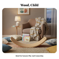 Great Birthday Gift Wooden Balance Board Long-Lasting Curved Rocker Board Versatile Toddler Rocker Toy Fosters Creativity for Toddlers