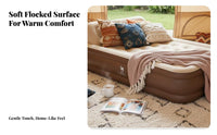 Moisture-Proof Inflatable Camping Mattress Thickened Design Self-Inflating Air Bed Flocked Top Portable Air Mattress with Pump Multi-Layer Support for Outdoor, Home Use, Travel, Tent