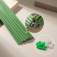 Plant Support Stakes for Indoor Potted Plants, Climbing Vines, and Garden Flowers - Green Coated Steel Rods with Ties and Caps