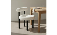 Boucle Makeup Stool Nordic Style Round Sherpa Accent Chair Ergonomic Backrest Soft-Textured Makeup Stool for Bedroom, Living Room
