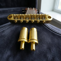 Guitar Roller Saddle Bridge Individual Intonation Adjustment Roller Bridge with Posts Tuning Stability Hardware for Guitarists, Luthier