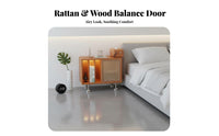 Rattan Woven Door Dog-Shaped End Table Playful creature Design Side Cabinet Multi-Purpose Home Furniture Narrow dimensions for Pet Lovers, Apartment Dwellers, Homeowners, Living Room, Bedroom, Entryway, Small Spaces
