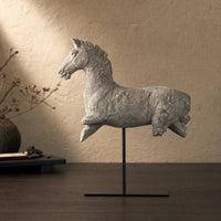 Horse Sculpture with Stand Stone Like Horse Sculpture Tabletop for Bookshelf