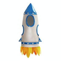 Silver-Toned Spacecraft Cosplay Costume Blue Trim Spacecraft Overcoat Oval Face Opening Pointed Top for Children, Kids, Events, Stage Performance