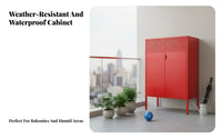 Large Capacity 2-Door Metal Locker sun resistant Low 2-Door Utility Locker Waterresistant Storage Cabinet Multipurpose for Homeowners, Office Workers, Balcony, Kid's Room, Bedroom, Basement