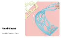 4 Pieces Creature Drawing Stencil Set Lightweight and Portable Plastic Creature Template Ruler Even Edges for Preschoolers, Crafting