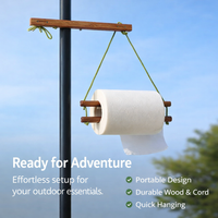 Outdoor Wooden Paper Towel Roll Holder for Campers, Hanging Kitchen Wall Mounted Design for Easy Setup, Under Cabinet Stand for Small Areas