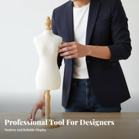 Portable 1/4 Scale Dress Form Pinnable Mini Mannequin Stand Lightweight Miniature Mannequin Wooden Base for Fashion Design Students, Sewists, Hobbyists, Desktop, Craft Studio, Classroom