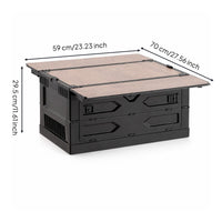 Outdoor Storage Crate with Wood Lid Portable Foldable Bin Stackable Foldable Organizer for Journeyers
