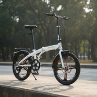 Folding Bike with Disc Brakes Alloy Wheels 20 Inch Folding Two-Wheeler High-Carbon Steel Frame Portable Street Bike for Commuters, Students, Commuting