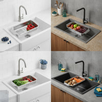Telescoping Expandable Sink Basket Stainless Steel Colander with Handles Food Safe over the Sink Strainer Heavy Duty for Apartment Kitchen