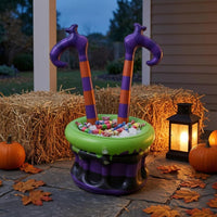 Striped Legs Inflatable Halloween Ice Tub Hooked Shoes Witch-Leg Ice Tub Dripping Accents Drink Cooler Easy to Store