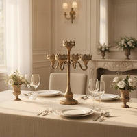 Candelabra with 5 Arms Ornate Candelabra Antique Candelabrum with Five Cups for Hosts, Weddings, Mantel, Parties