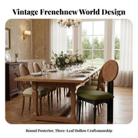 Wooden Chair with Woven Backrest French rural Design Dining Seat Retro look Easy Assembly for Renters, Restaurant, eatery