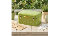 Metal Storage Box Green Storage Box with Lid Portable Lidded for Gardeners, Hobbyists, Potting Shed, Greenhouse, Garden