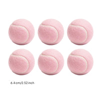 6 Pieces Chemical Fiber Pink Tennis Ball Stitched Seams Fuzzy Tennis Ball Standard Shape