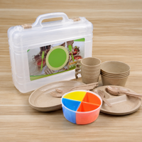 Portable 24-Piece Outdoor Camping Dinnerware Set for Four People, Eco-Friendly Picnic Bag, Cookware and Bowl Set