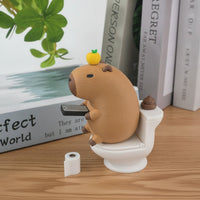 Capybara Toy with Toilet Novelty Desktop Ornament Sticking for Office, Coworkers