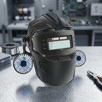 True-Color Metalworking Helmet with Fan Heat-Resistant Auto-Darkening Metalworking Helmet Breathable Safeguarding for Workshop