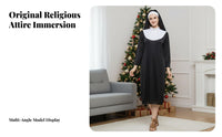 Full-Length Robe Nun attire Set timeless Design Cosplay Outfit Loose Fit Religious Costume Lightweight for Cosplayers, Party-& and attenders, actors, Halloween, Theatrical Performance, Stage Performances, religious institution Activities