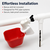 Automatic Chicken Water Dispenser, Pipe-Mount Poultry Watering Cups, Heavy-Duty 108mm Square for Duck, Goose, Quail