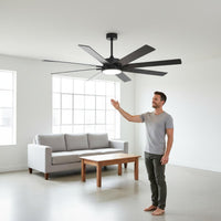 Wireless Controller-Controlled Large Ceiling Fan Light Variable Speed Industrial Design Fan Light Energy Saving Fandelier for Living Room, Hall