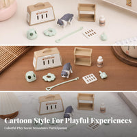 9 Pieces Smooth Surface Miniature Cat Cage Set Dollhouse Pet Accessories Detailed Openings Pet Care Center Playset