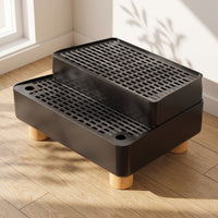 Double-Layer Cat Litter Sifting Tray with Wooden Feet Low-Height Litter Box with Sifter Long-Lasting Pet Supply Comfortable for Apartments