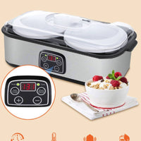 Digital Automatic Yogurt Maker Stainless Steel Yogurt Maker with Glass Cups Time Controlled Appliance Compact for Countertop