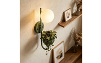 Plant Holder Design Glass Ball Wall Lamp Modern Minimalist Aesthetic Wall Sconce with Planter Easy Installation Indoor Lighting Compact Size for Hallway, Staircase, Bedside, Living Room