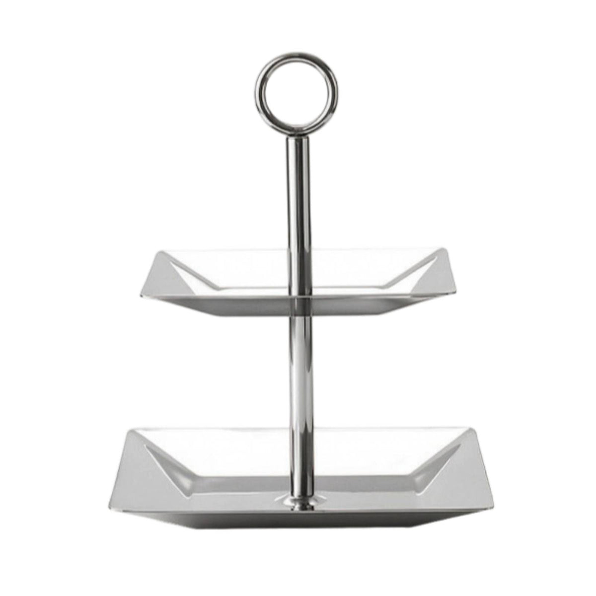 Dessert Display Stand with Circular Grip Handle Tabletop Two-Tier Display Stand Stable Tiered Serving Tray for Weddings