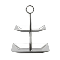 Dessert Display Stand with Circular Grip Handle Tabletop Two-Tier Display Stand Stable Tiered Serving Tray for Weddings