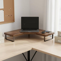 Wooden Computer Stand Space-Saving Solid Wood Screen Shelf Easy Assembly L-Shaped Desk Organizer