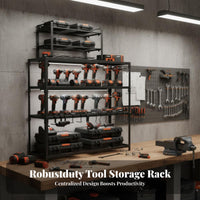 Space Saving 4-Tier Power Tool Holder Efficient Organization Power Tool Holder High Capacity Wall Mount Heavy Duty for DIY Enthusiasts, Woodworkers, Homeowners, Garage, Shed, Basement, Warehouse