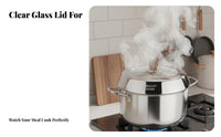 Visible Cooking Stainless Steel Wok Lid Anti-Scald Handle High Dome Glass Lid Locks in Flavor and Moisture for Steaming, Simmering, Stovetop