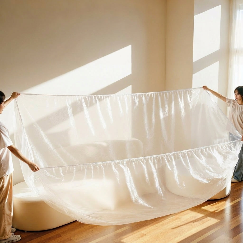 Disposable Sofa Dust Cover with Elastic Band, Furniture Dustproof Cover with Elastic Opening